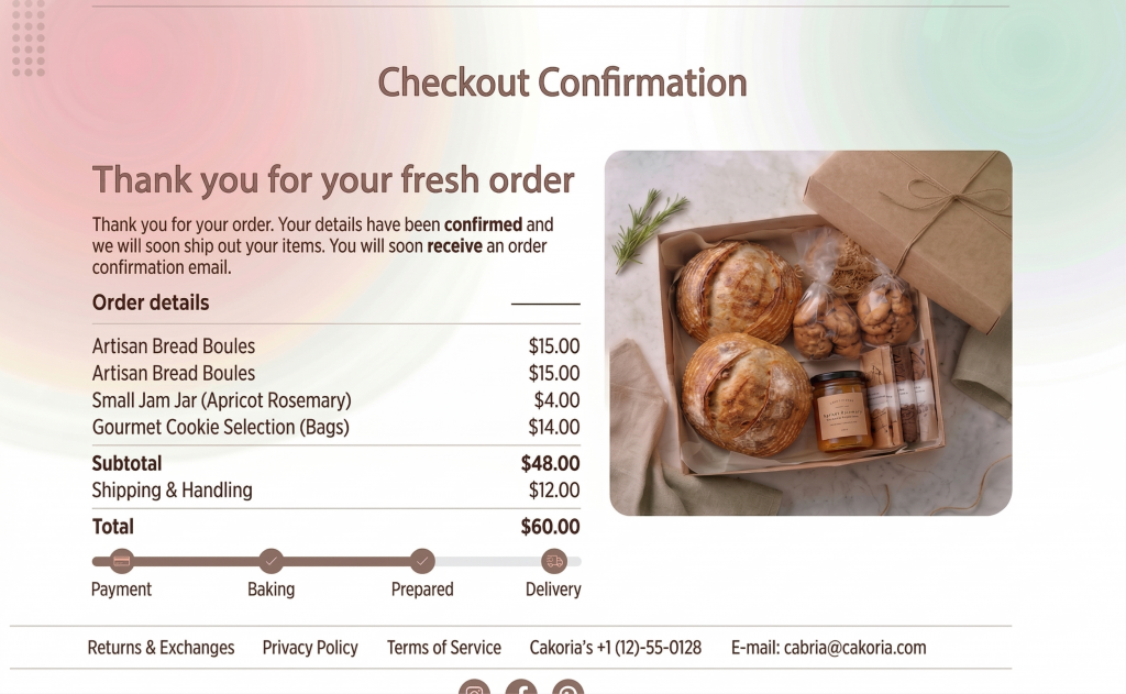 Cakoria cakorla orders confirmation