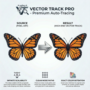 High-resolution vector tracing graphic conversion demonstrating sharp scalable artwork production.